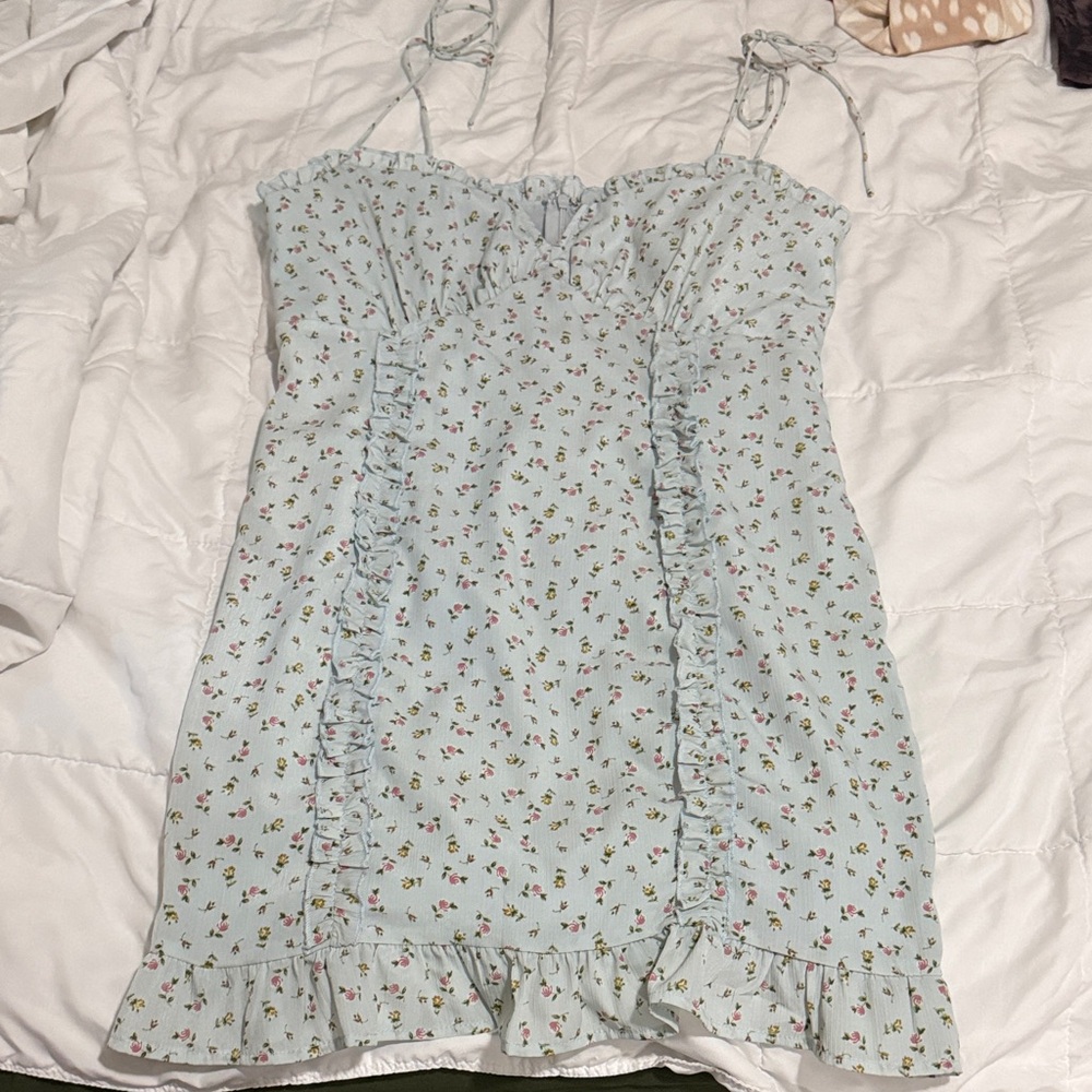 Floral Mini Dress in Light Blue
